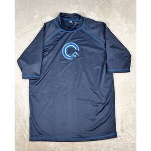 Kanu Surf Men Shirt Large Blue Poly Blend Short Sleeve Rashguard Swim Shirt